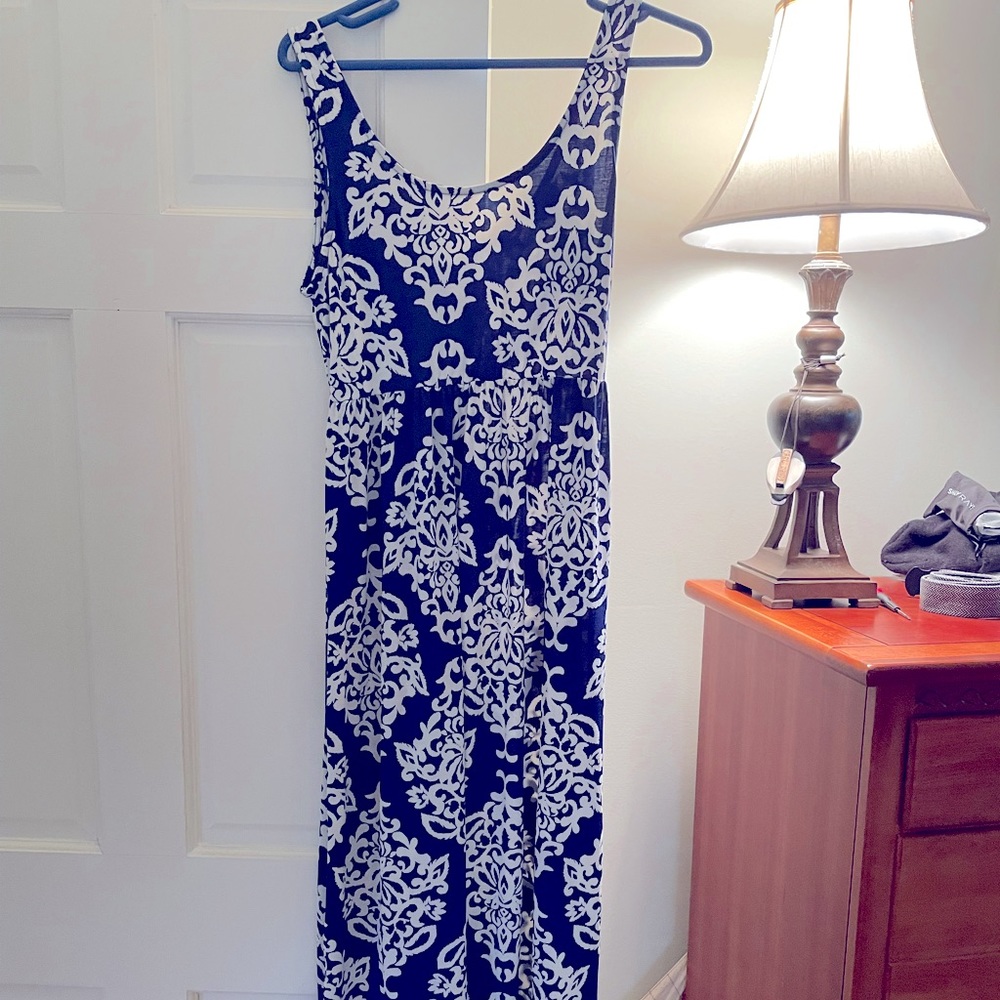 Blue/white Maxi Dress Sz Medium